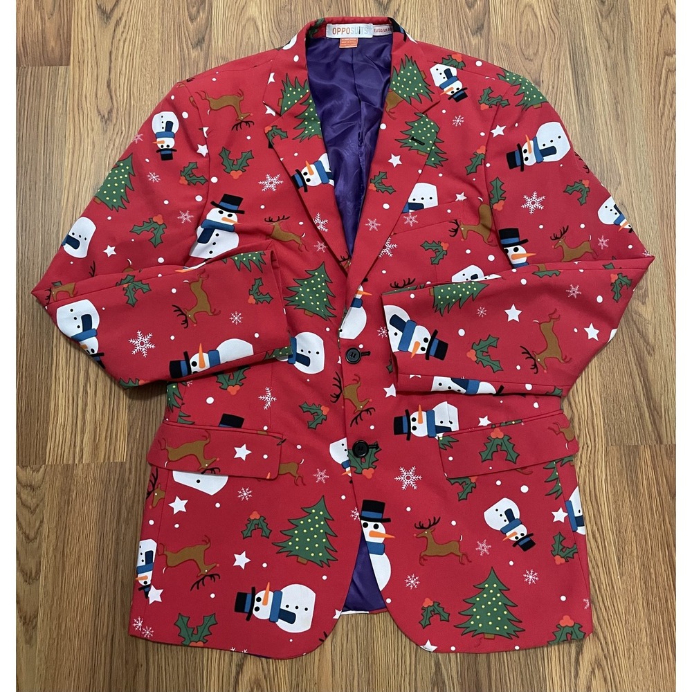 OppoSuits Blazer Mens 40 Christmas Novelty Snowman Reindeer Holiday